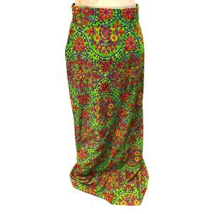 RARE Mc Iver Size S/M? Vintage 60s Womens Maxi Skirt Psychedelic Green